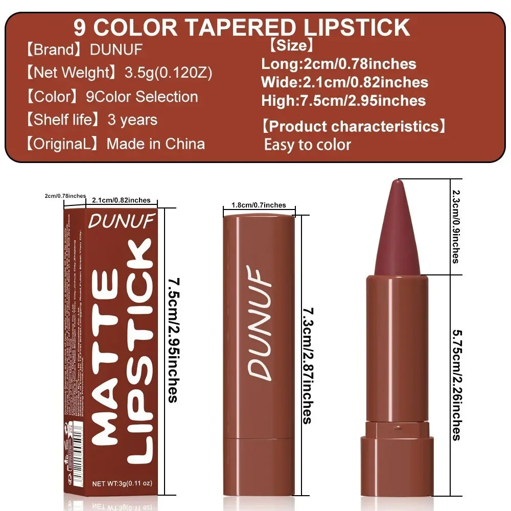 Crayon à Lèvres Dégradé à Pointe Effilée – Mat, Teintes Noir et Marron, Velours, Waterproof, Anti-Transfert, Contour des Lèvres