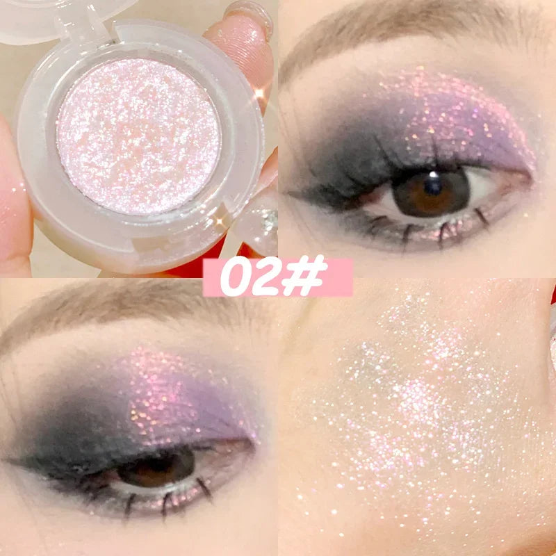 Fard à paupières argenté illuminateur, nacré et pailleté, longue tenue, waterproof, maquillage de fête pour femmes