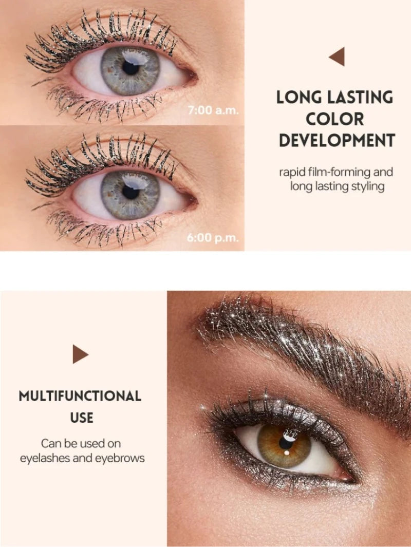 Mascara métallique brillant haute qualité perlé paillettes et extensions de cils