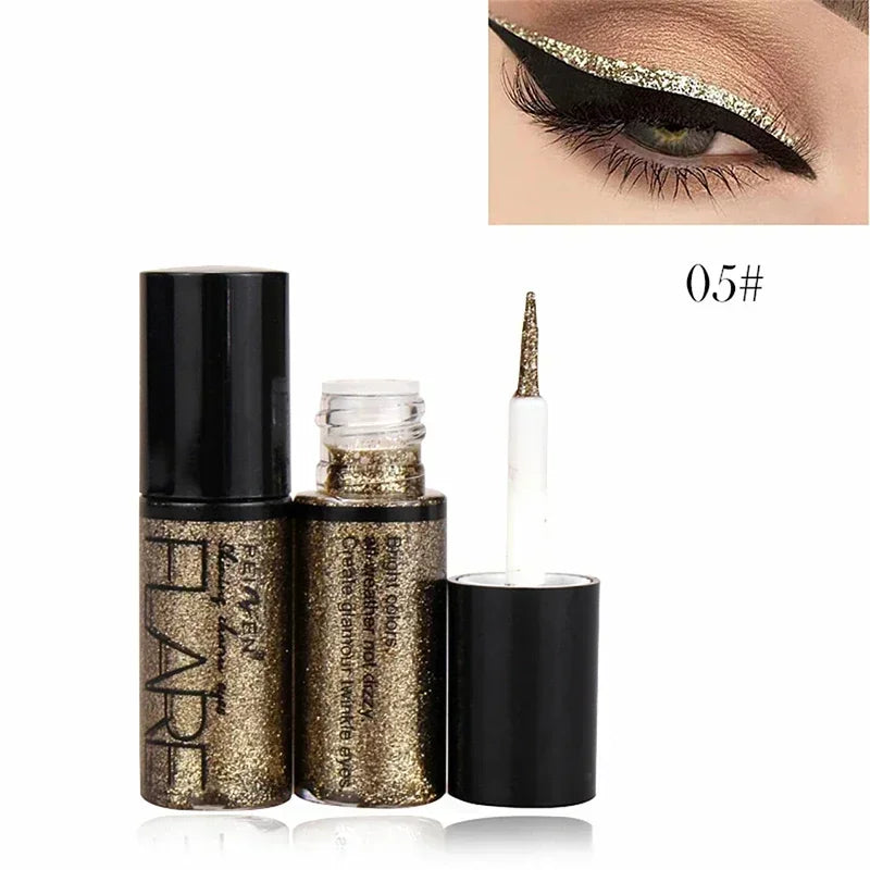 Eyeliner waterproof brillant effet diamant, fard à paupières pailleté argenté, or rose et sequins, maquillage et cosmétiques de beauté