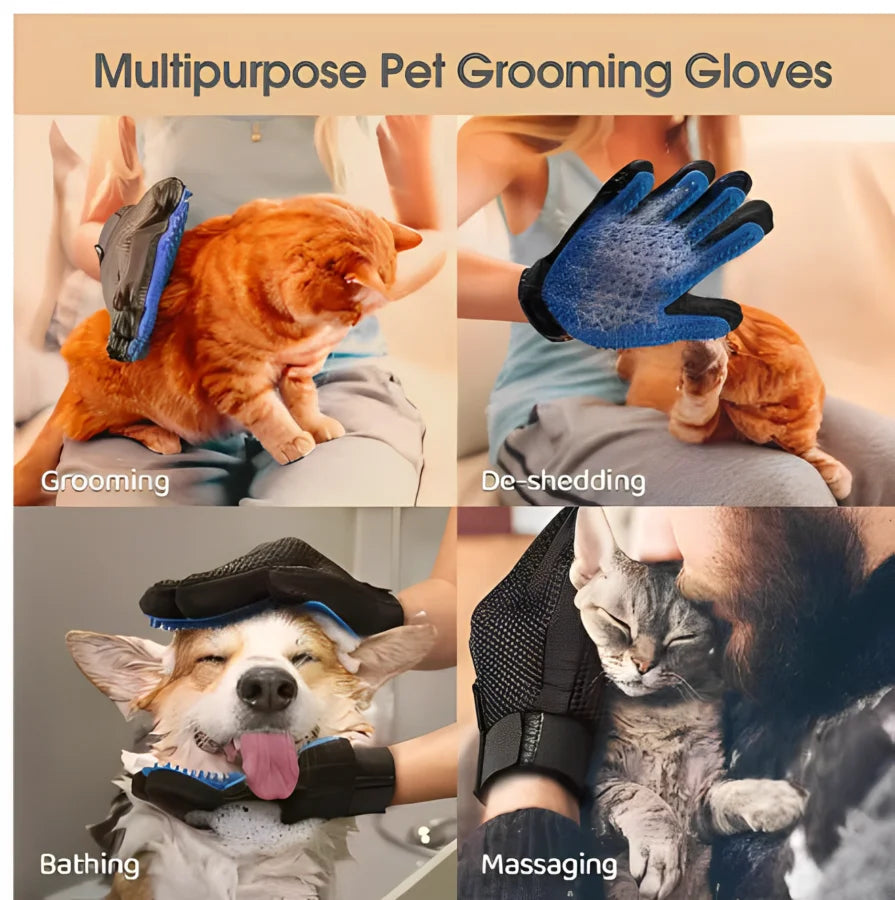 Pet Grooming Glove – Deshedding & Massage Brush for Dogs and Cats