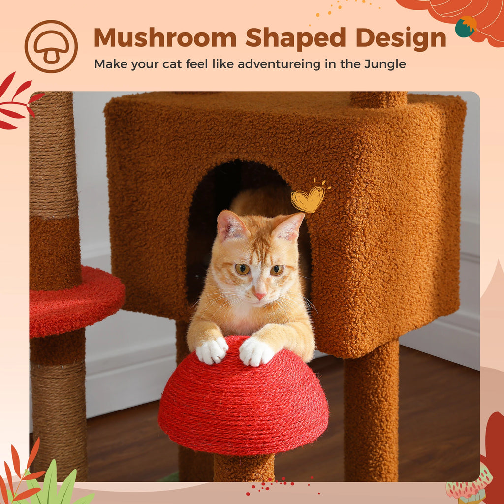 Floor-to-Ceiling Adjustable Wooden Cat Tree – Cat Tower with Hammock & Condo