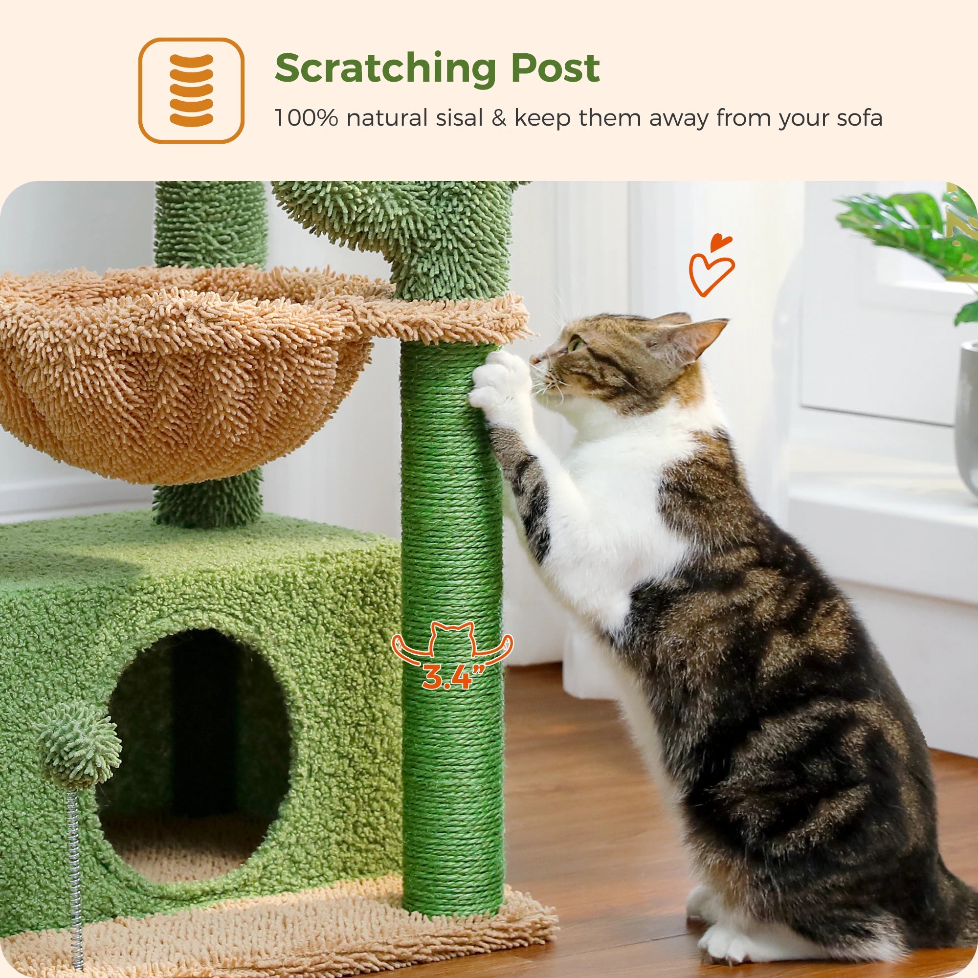 4-in-1 Cat Tree – Cat Condo, Hammock, Scratching Post & Top Perch