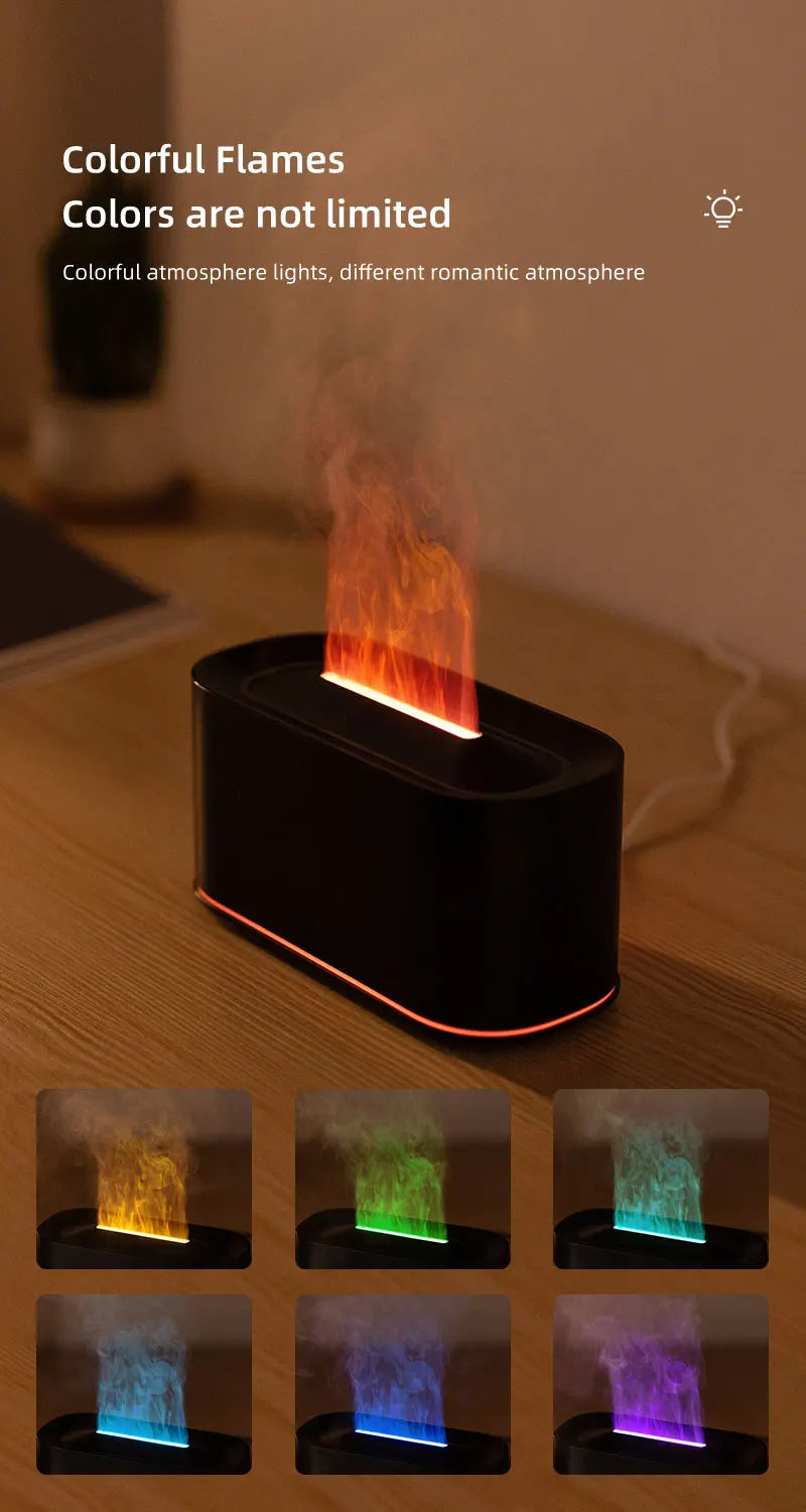 Flame Aroma Diffuser – Colorful LED Essential Oil Humidifier for Home & Relaxation