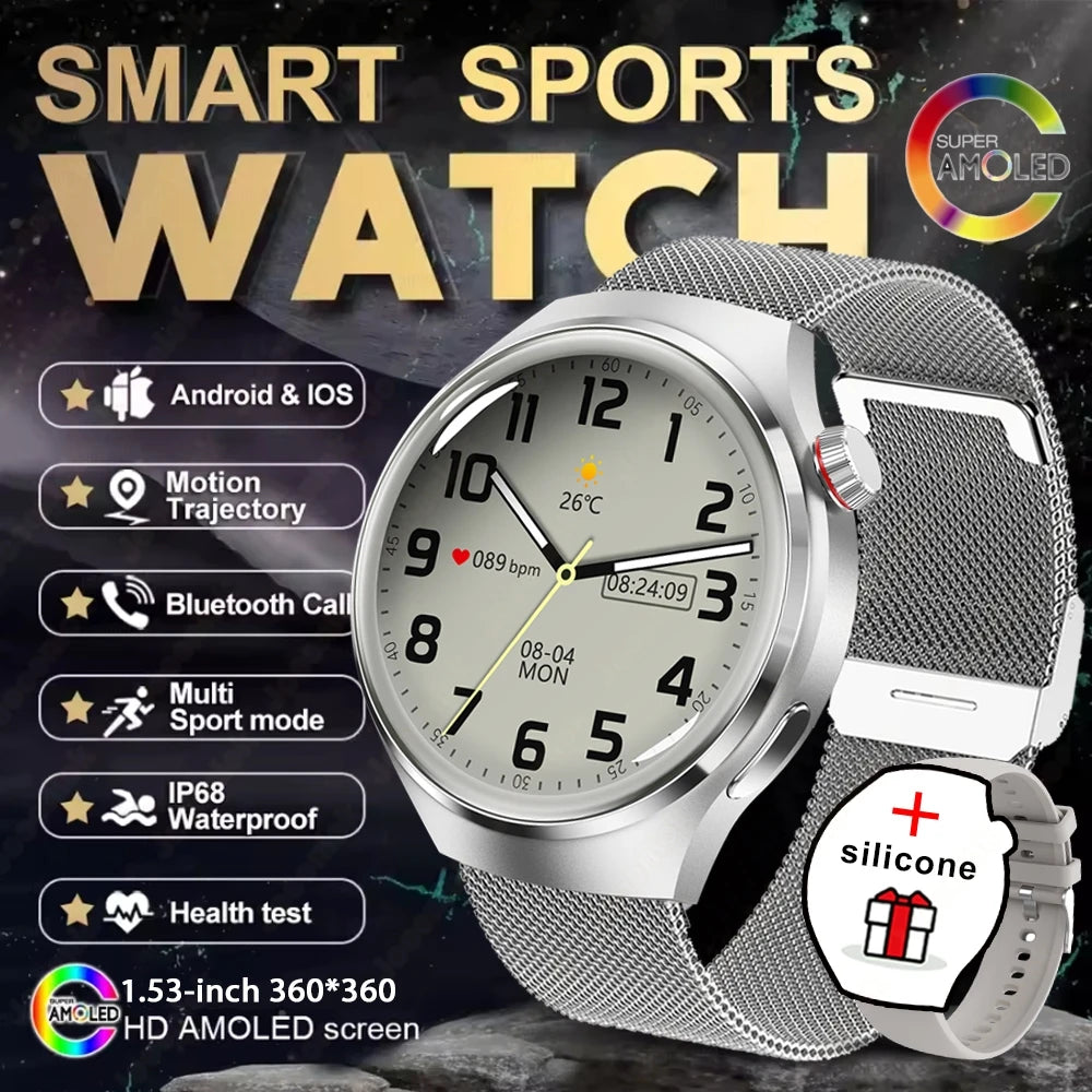 2025 nouvelle montre 4 GT série montre intelligente hommes AMOLED écran fréquence cardiaque surveillance de la santé Bluetooth appel affaires Smartwatch homme