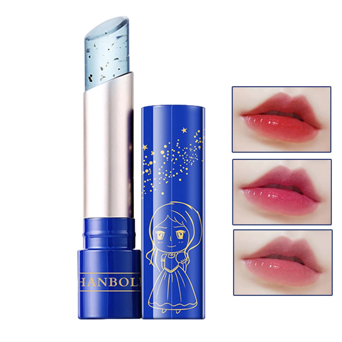 « Rouge à lèvres changeant de couleur – Bleu qui devient rose, waterproof et hydratant »