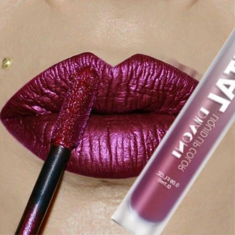 Rouge à lèvres liquide métallique à paillettes, scintillant, imperméable, longue durée, facile à colorer, tasse antiadhésive, cosmétiques de maquillage