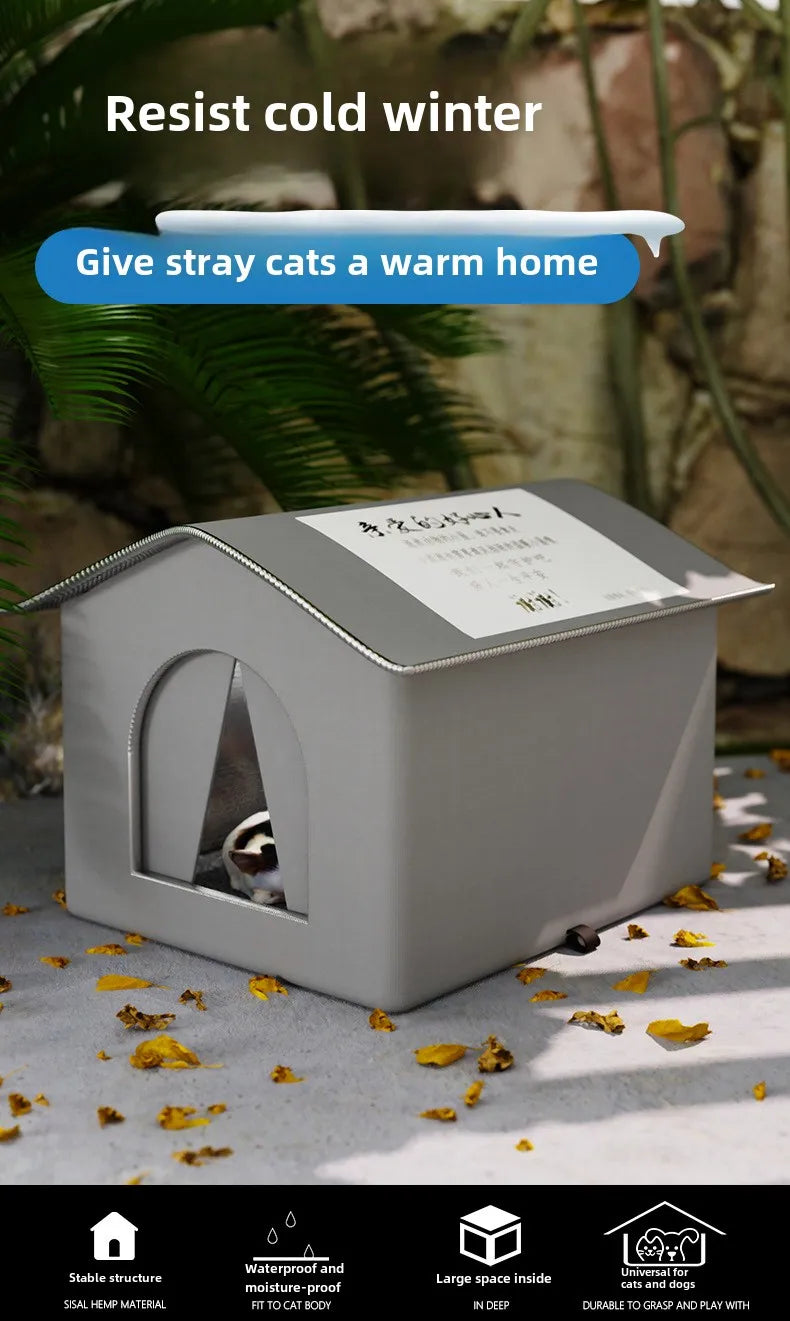 Waterproof Outdoor Pet House – Foldable Warm Shelter for Cats & Small Dogs