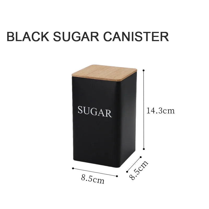 Metal Coffee Bean Storage Jar with Bamboo Lid – Tea, Coffee & Sugar Container