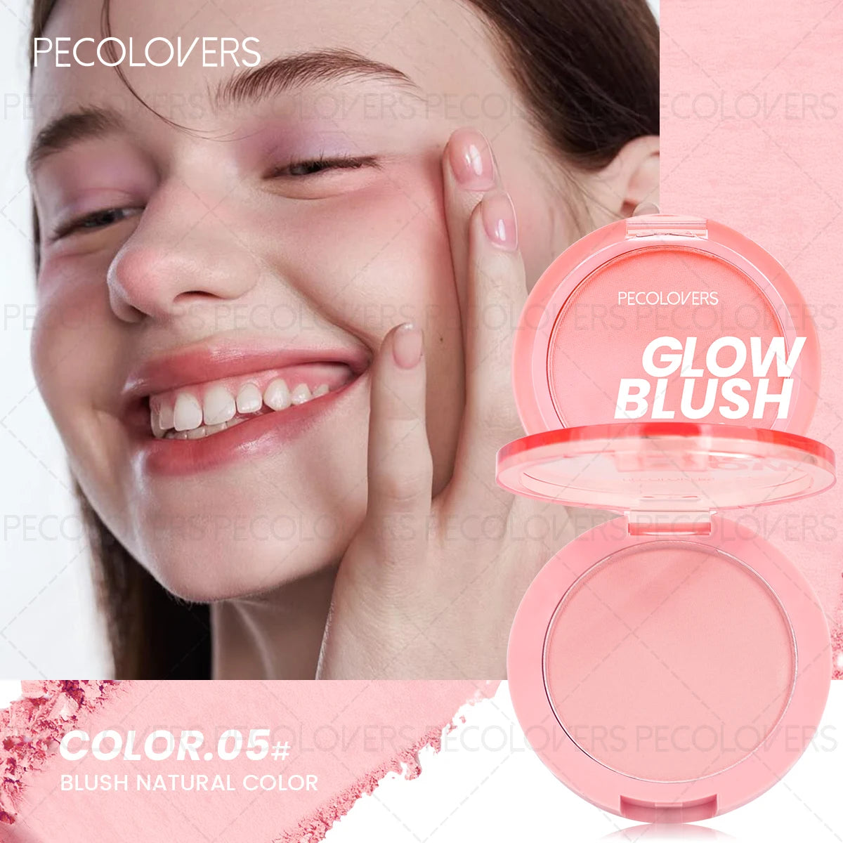 Palette de Blush 1 pièce — Résistante à l’Eau, Teinte Rose, Facile à Appliquer, Effet Maquillage 3D Naturel, Fini Mat, Nuances de Rouge
