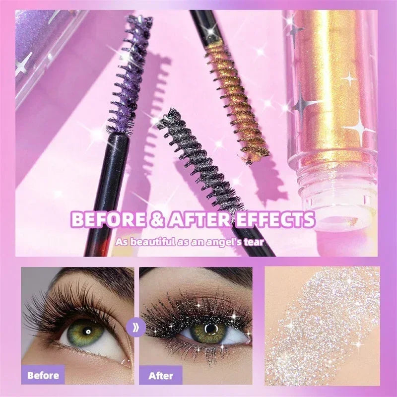 **« Mascara pailleté diamant – Argent, or, violet, waterproof et longue tenue »**