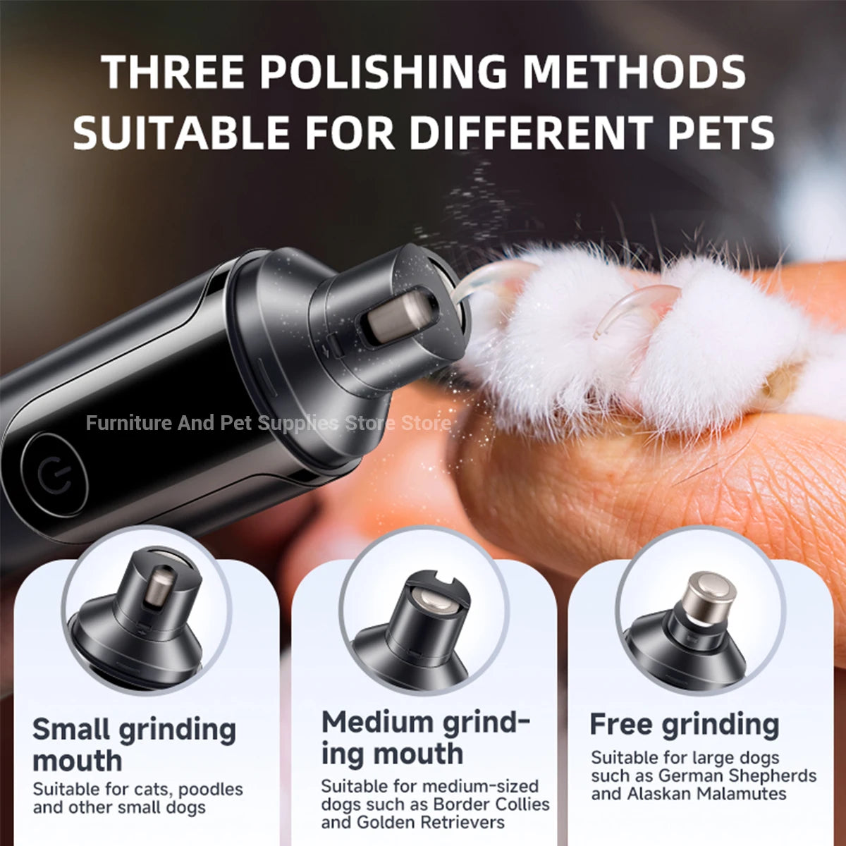 USB Rechargeable Electric Pet Nail Grinder – Nail Trimmer & Polishing Tool for Dogs & Cats