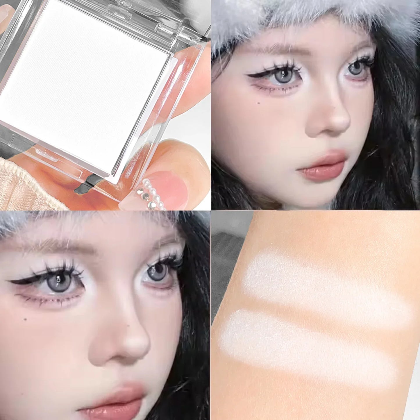 Palette de fards à paupières monochromes mats, poudre illuminatrice lumière naturelle pour un contour des yeux délicat et lumineux