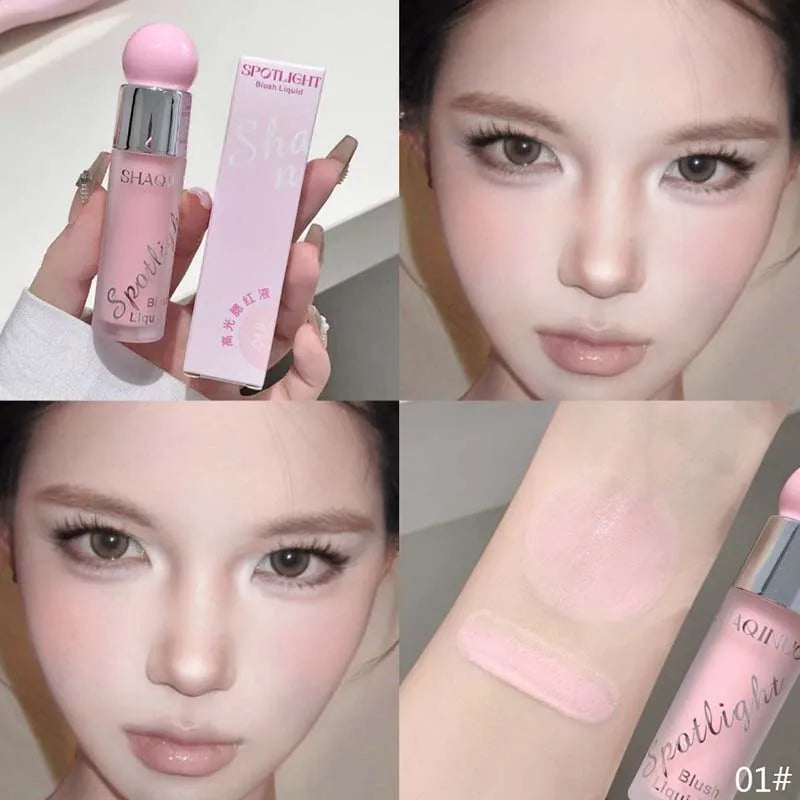 Blush Liquide — Texture Jelly Hydratante, Teintes Froides et Chaudes, Nude Rose, Rouge Liquide, Highlighter, Illumine le Visage, Maquillage Style Coréen