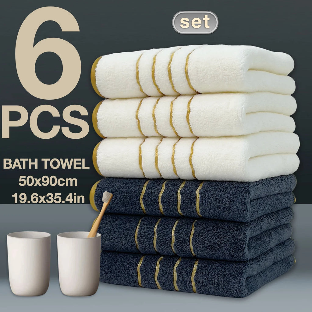 6PCS Luxury Coral Towel Set – Soft Quick-Dry Bathroom Towels
