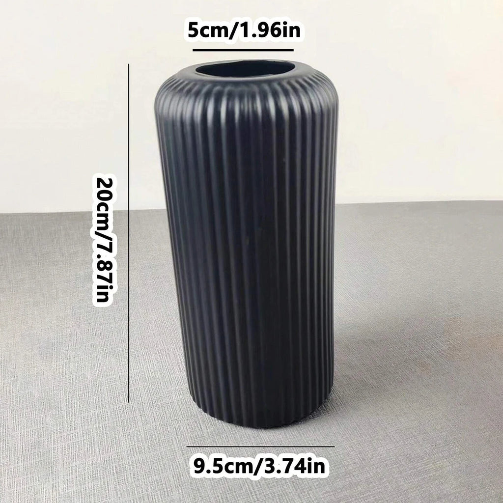 Striped Decorative Vase – Ceramic-Look Flower Vase for Modern Home Decor