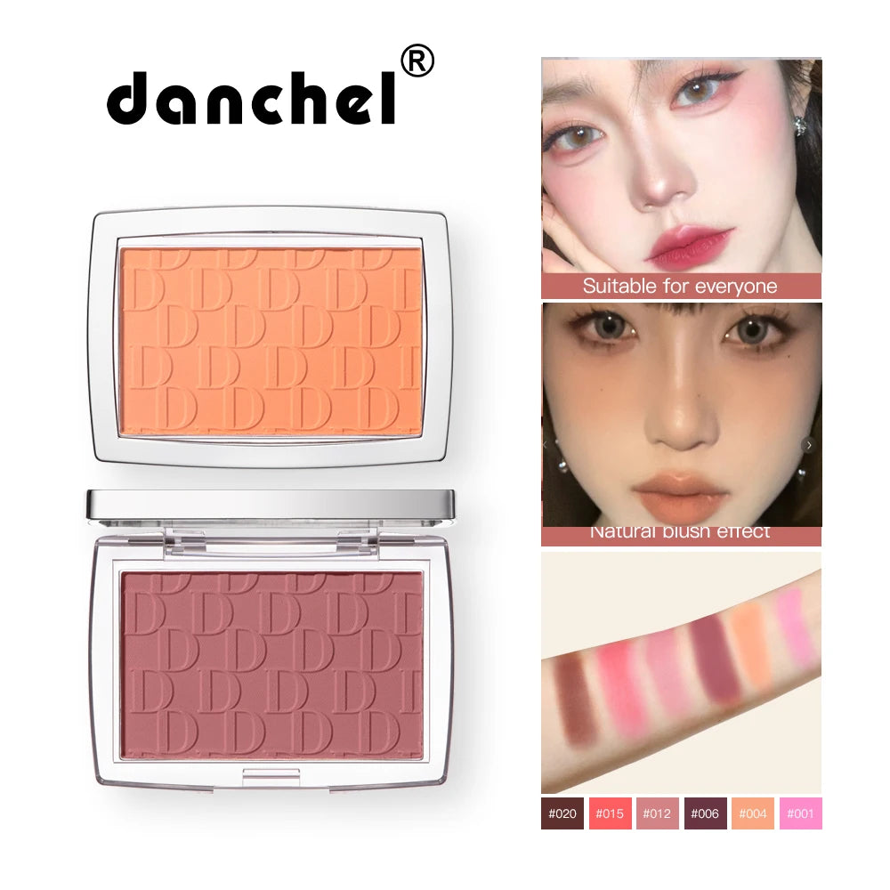 Palette de Blush Mat Embossé — Teinte Rosée, Poudre Blush Visage, Haute Pigmentation, Rose Corail pour Joues, Texture Lisse, Cosmétiques