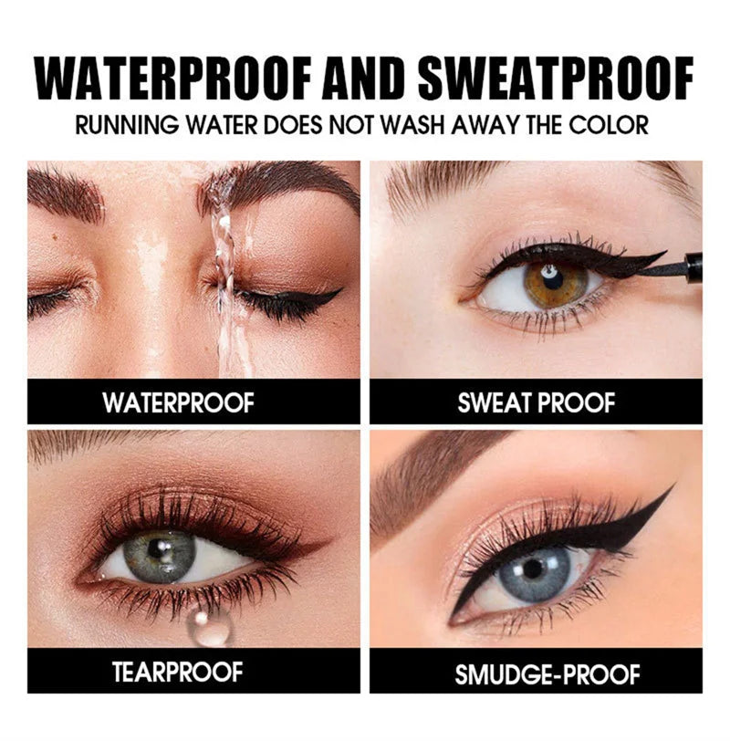 Crayon eyeliner liquide noir waterproof ultra-fin, anti-bavures, longue tenue, application lisse, effet ver de soie