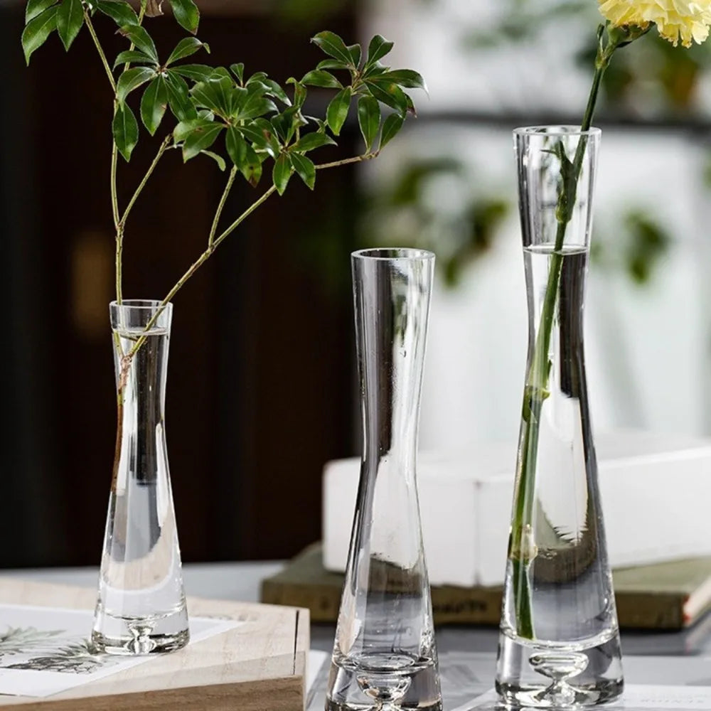 Elegant Slanted Glass Vase – European Style Hydroponic Flower Vase for Home Decor