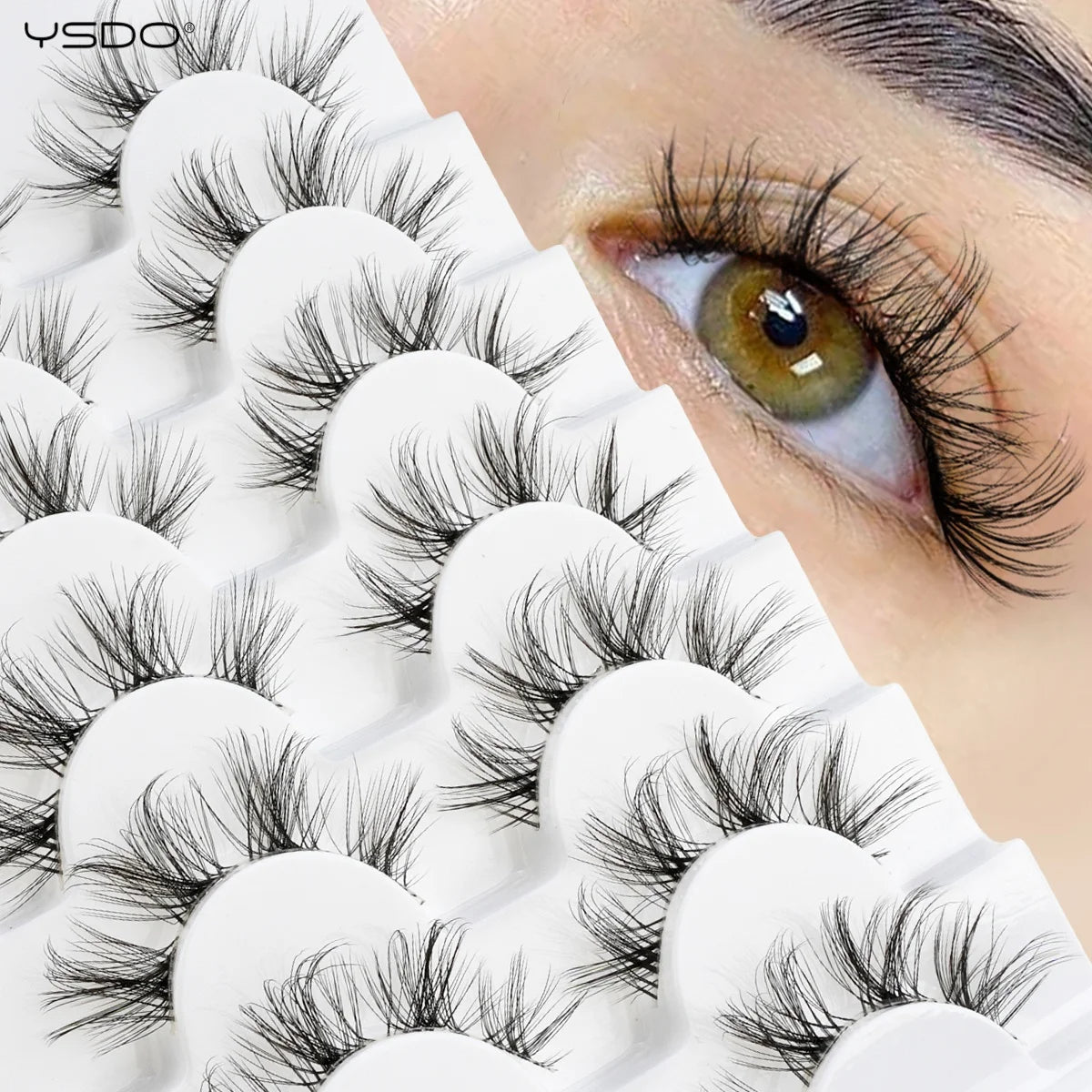 3 à 7 paires de cils en vison synthétique – Faux cils faits main, naturels et nude, effet croisé et désordonné – Cils 3D bouclés pour maquillage