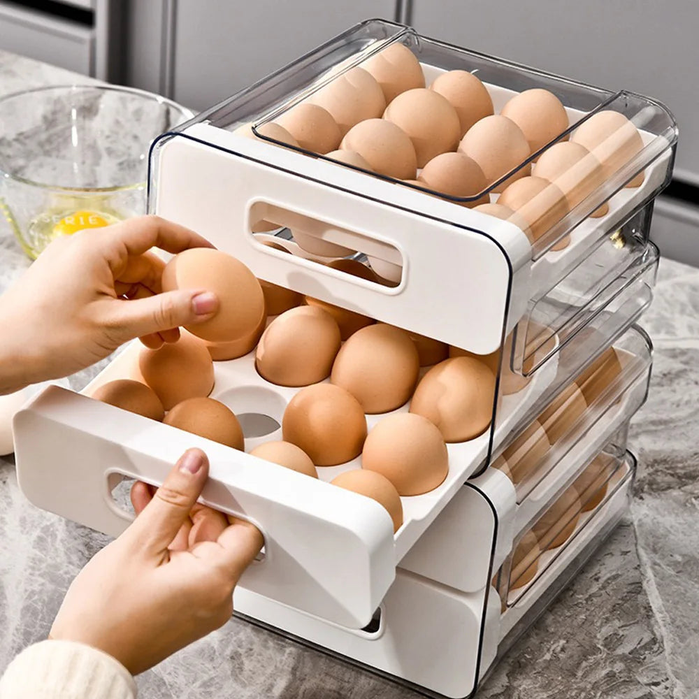 Multi-Layer Egg Storage Container – Refrigerator Drawer Organizer Rack