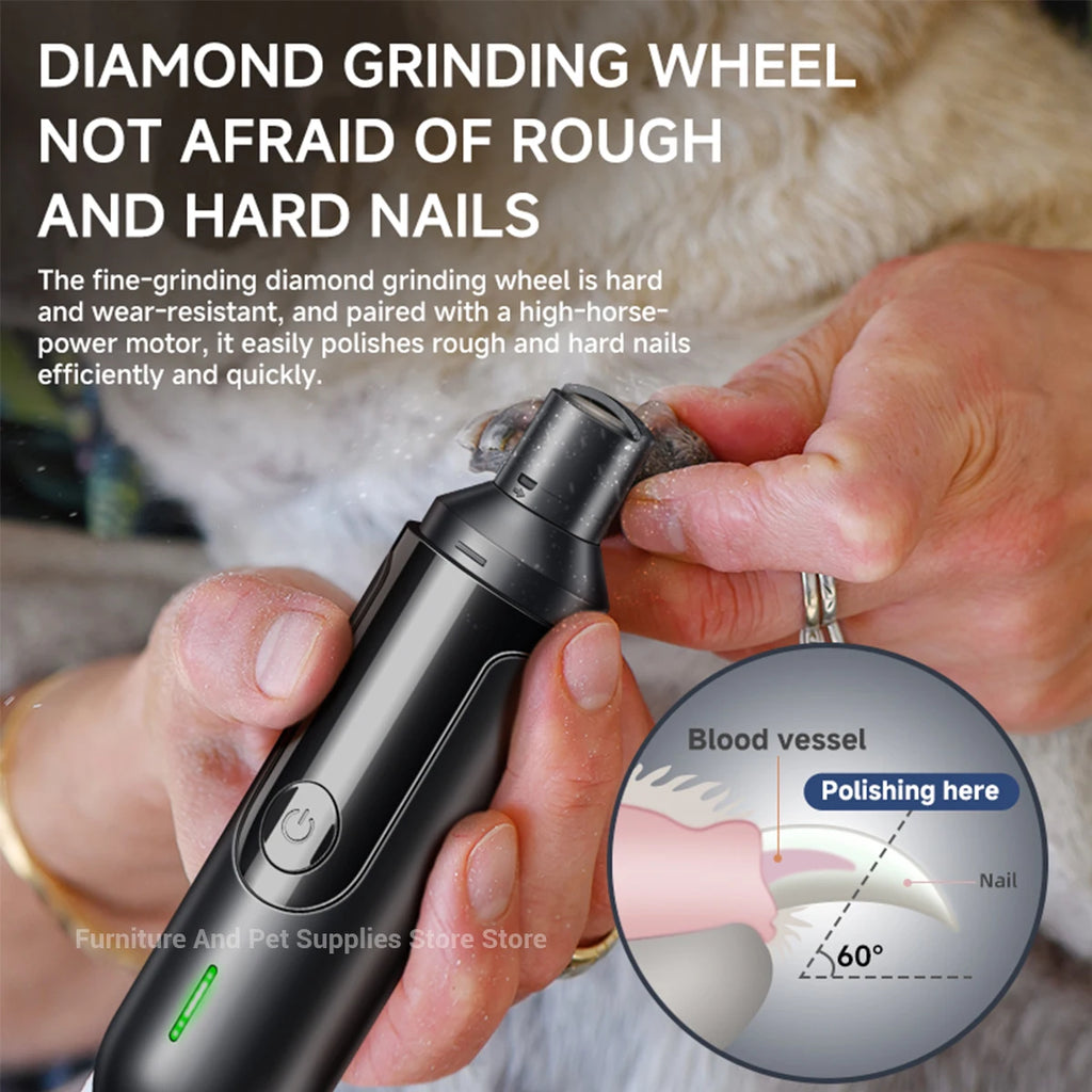 USB Rechargeable Electric Pet Nail Grinder – Nail Trimmer & Polishing Tool for Dogs & Cats