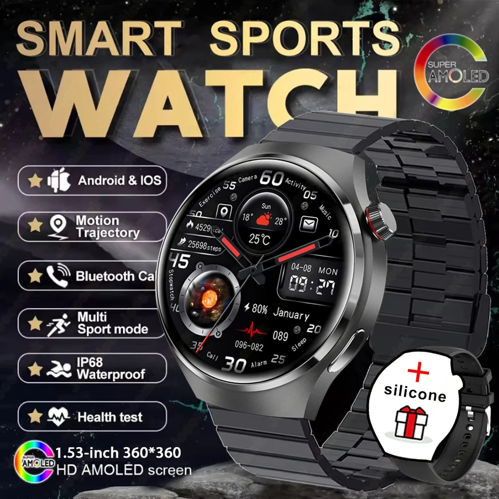2025 nouvelle montre 4 GT série montre intelligente hommes AMOLED écran fréquence cardiaque surveillance de la santé Bluetooth appel affaires Smartwatch homme