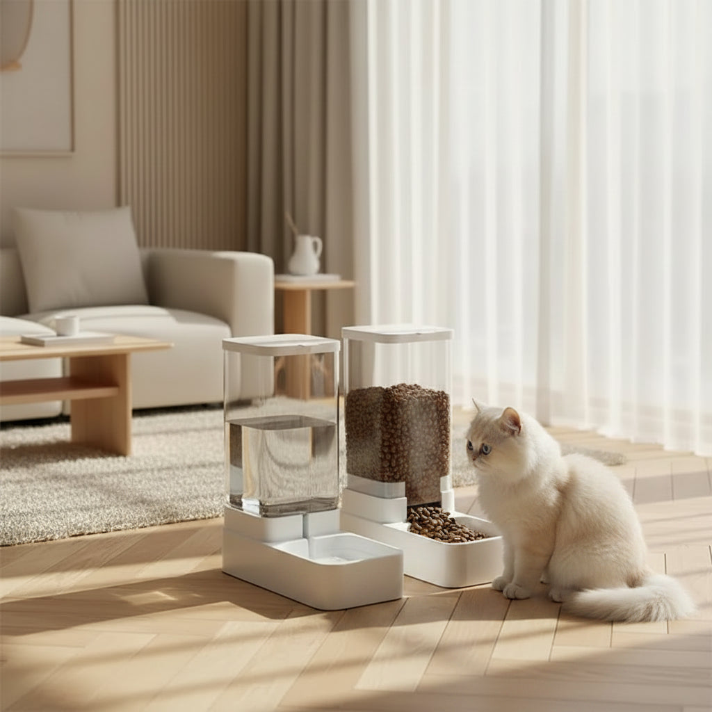 Automatic Pet Feeder & Water Dispenser – Gravity Food and Water Station