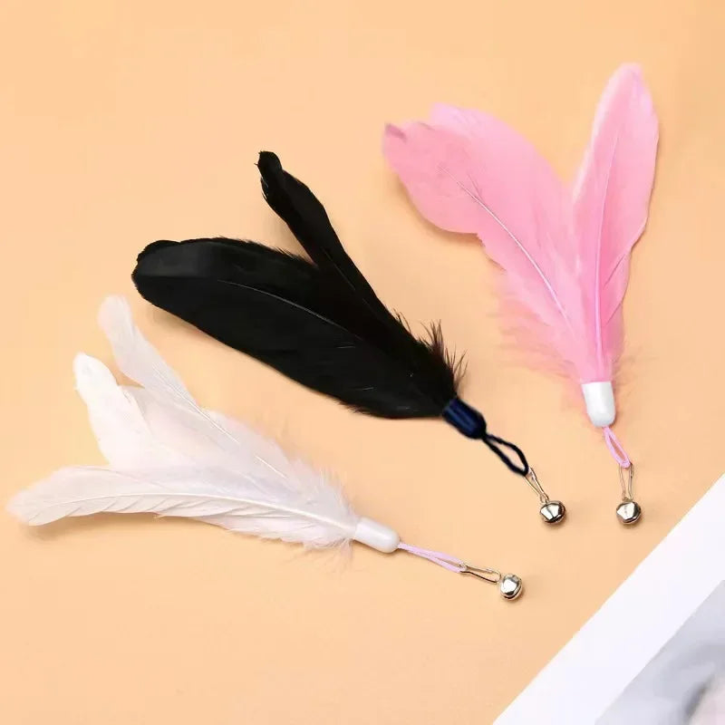 Interactive Suction Cup Feather Cat Wand Toy with Bell