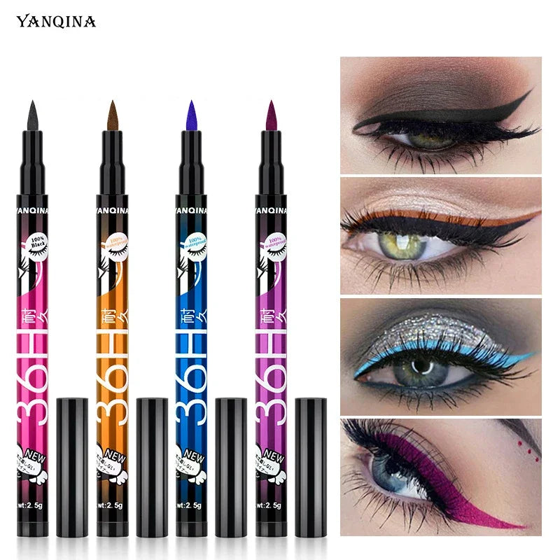 Eyeliner Liquide Noir 36H — séchage rapide, waterproof, longue tenue, crayon lisse, ne bave pas, maquillage yeux