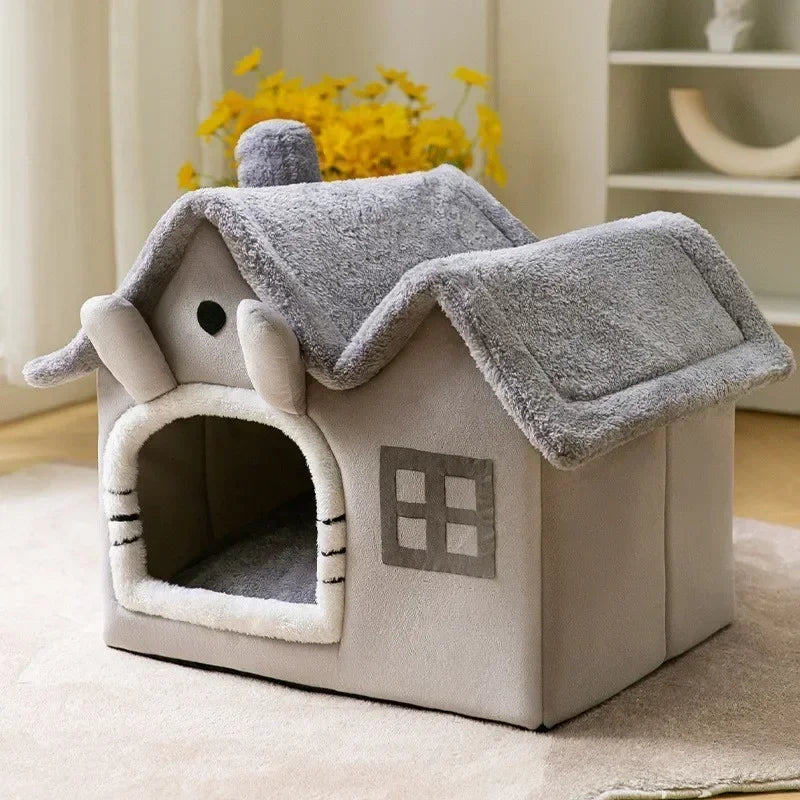 Foldable Cozy Pet House Bed – Warm Cave Bed for Small Dogs & Cats