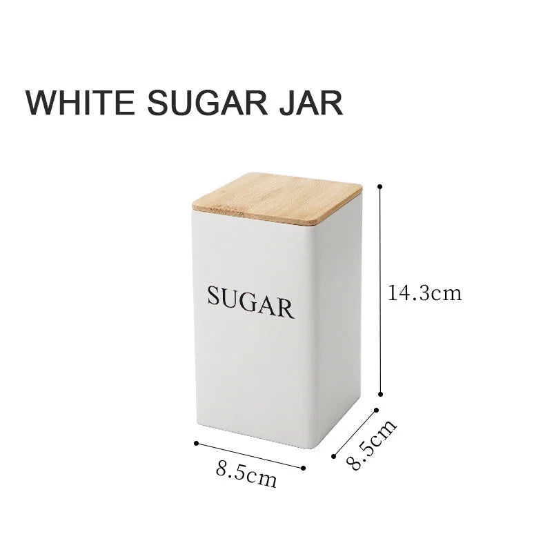 Metal Coffee Bean Storage Jar with Bamboo Lid – Tea, Coffee & Sugar Container