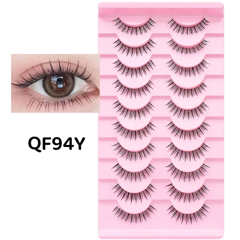 10 paires de cils naturels – Cils manga en bande complète, maquillage – Vente en gros, dropshipping, extensions de cils, faux cils style anime