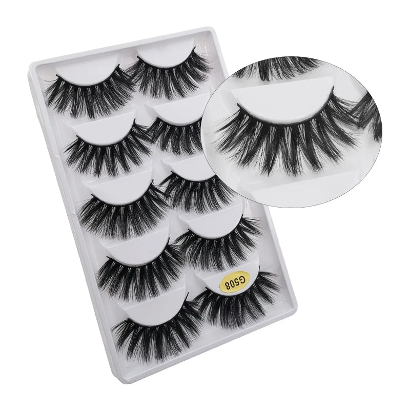 Lot de 10/8/5/3 Paires de Faux Cils 3D en Vison
