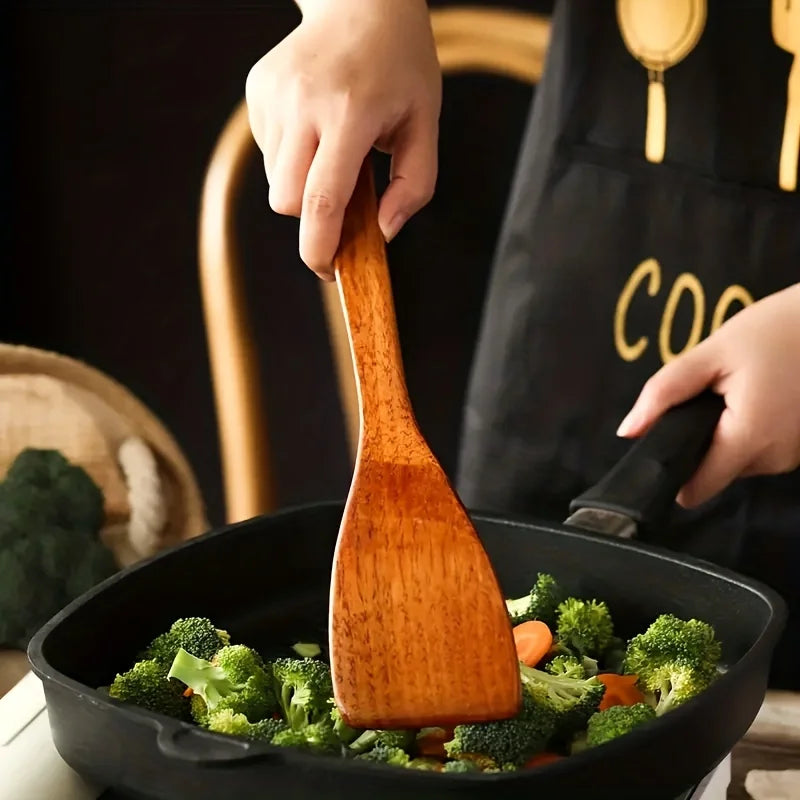 4-Piece Wooden Kitchen Utensil Set – Non-Stick Cooking Spatulas, Spoons & Food Shovels