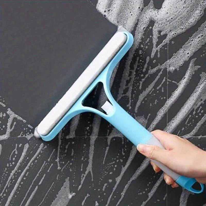 Multi-Function Window Cleaning Brush – Spray Glass Wiper with Rubber Scraper