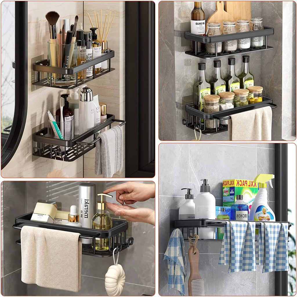 Wall Mounted Bathroom Shower Rack – Corner Shampoo & Towel Storage Shelf