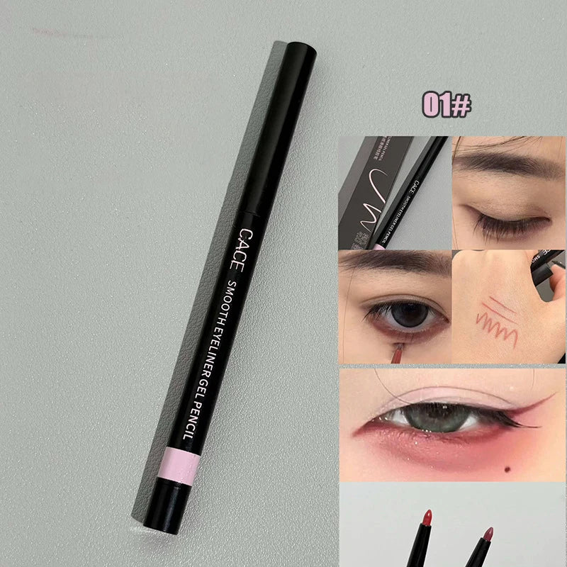 Crayon Gel Eyeliner Marron/Rouge Vin – Waterproof, Longue Tenue, Ultra-Fin, Mat, Facile à Appliquer, Maquillage des Yeux