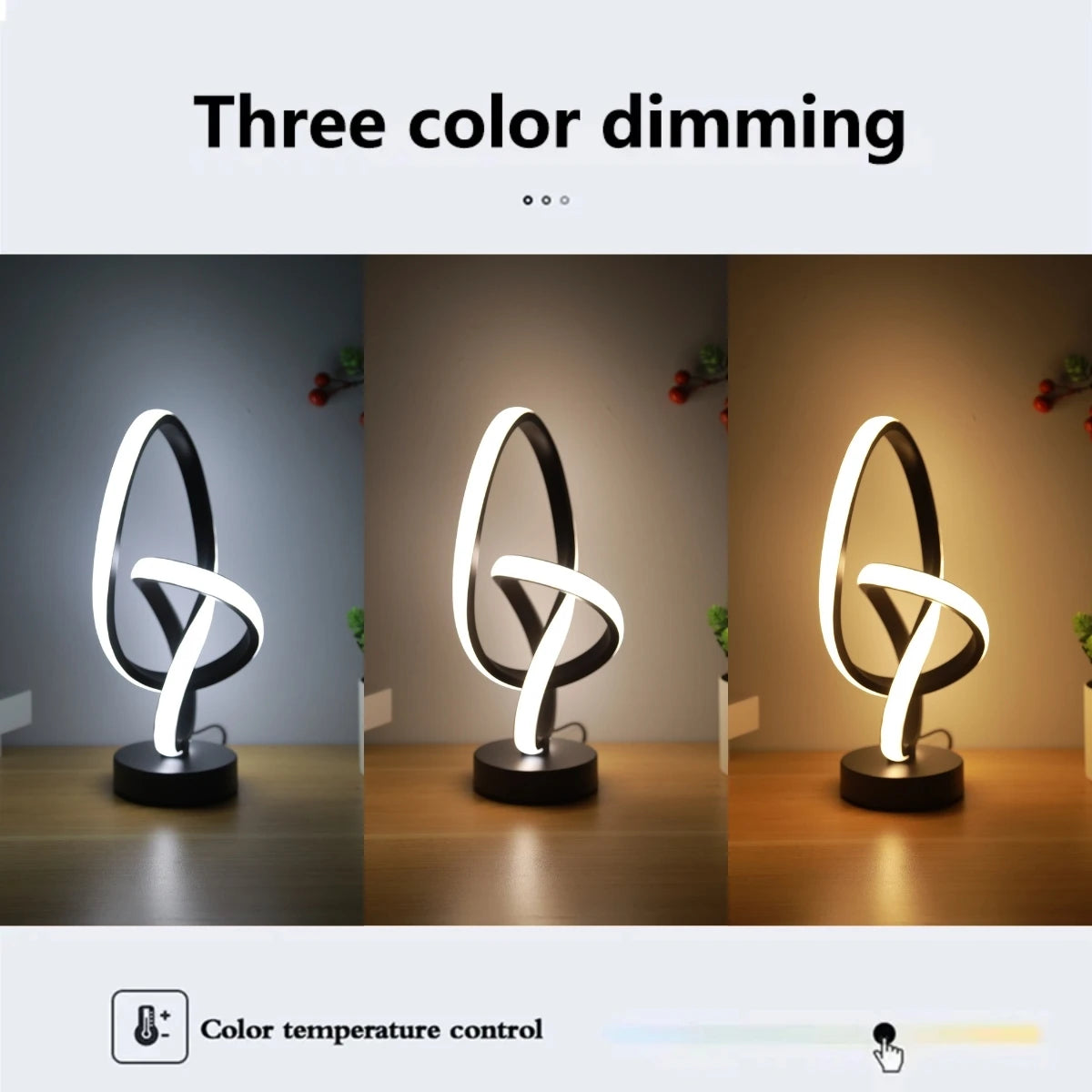 Creative LED Desk Lamp – 3 Color Dimmable USB Table Light for Home & Office