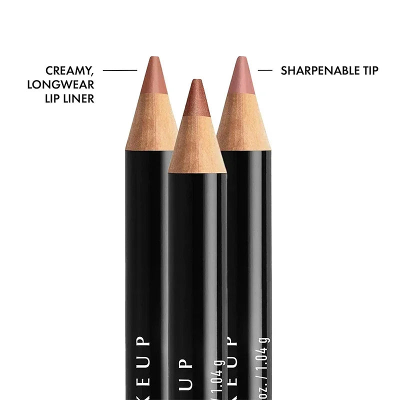 Crayon à Lèvres Slim – Longue Tenue, Crémeux, Waterproof, Effet Repulpant, Teintes Naturelles Nude et Marron, Maquillage Professionnel