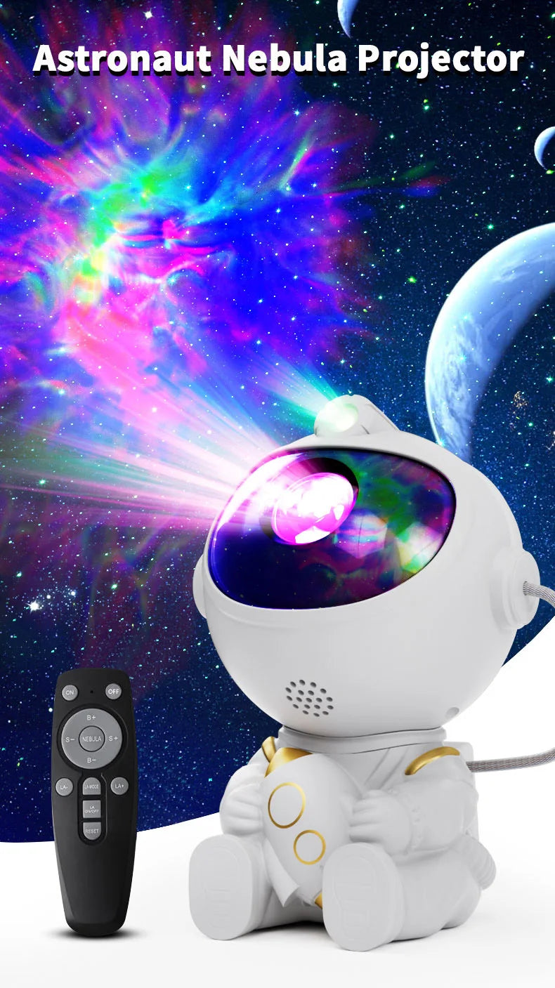 Astronaut Galaxy Projector – LED Starry Sky Night Light for Bedroom & Room Decor