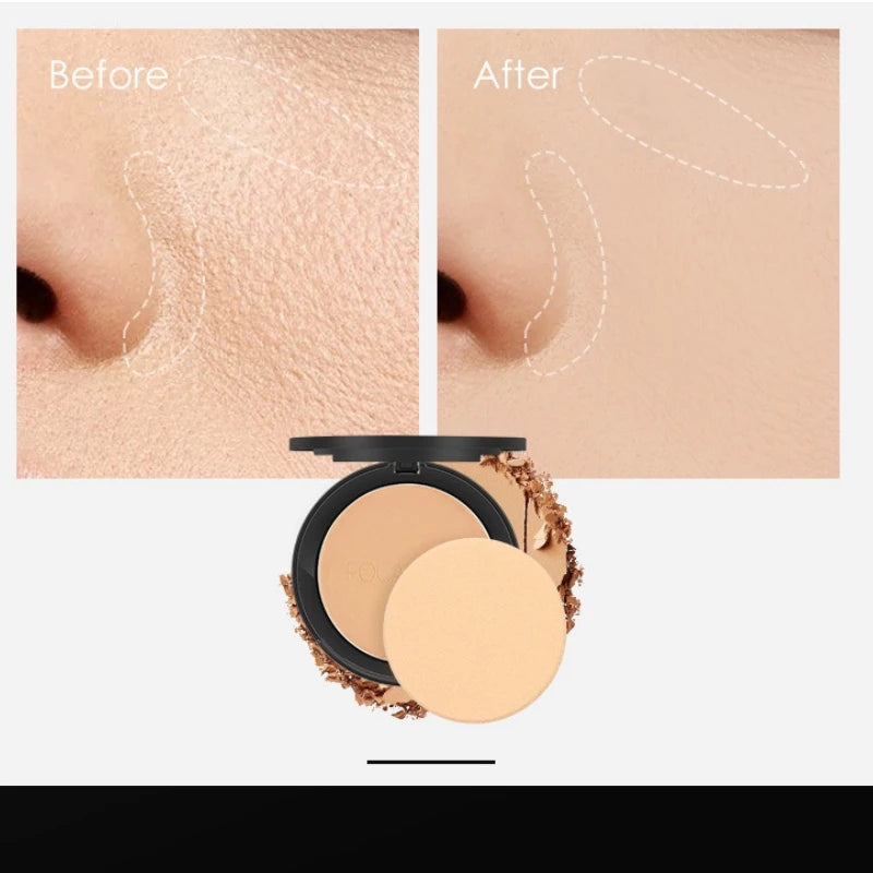 Poudre compacte pour le visage, 3 couleurs — illumine, contrôle le sébum, maquillage nude, fond de teint et base de maquillage
