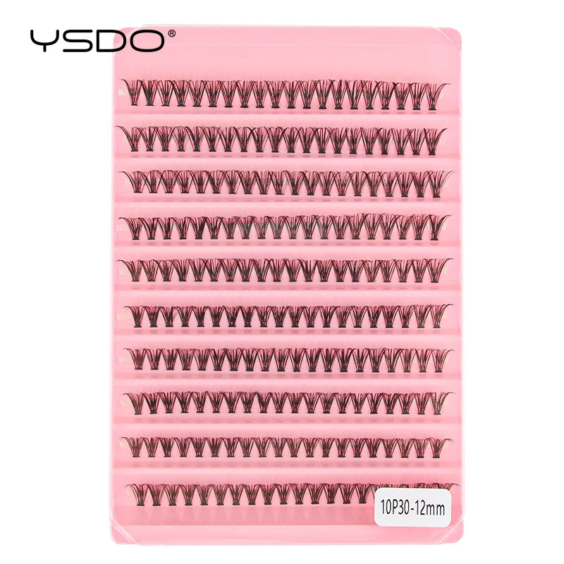 10 à 14 rangs – Extensions de cils naturels prémontés, éventails volumineux, cils individuels en vison – Cils en grappes pour maquillage