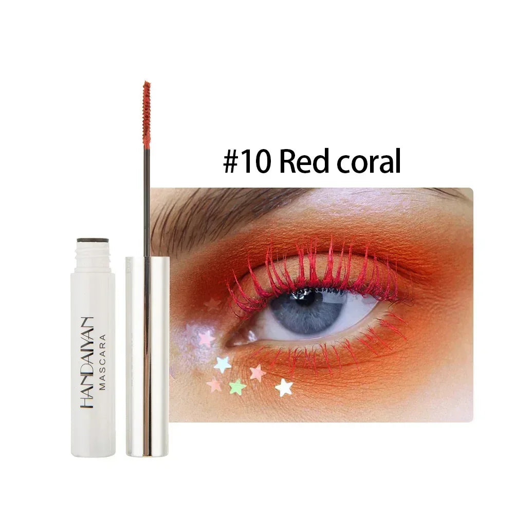 Mascara 12 couleurs waterproof séchage rapide cils recourbés et allongés bleu, rouge, violet, noir, blanc, doré