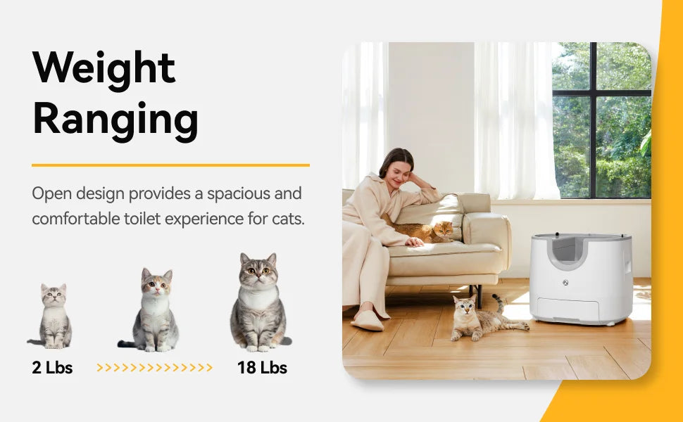 Self-Cleaning Open-Top Cat Litter Box – Extra Large Automatic Litter Box