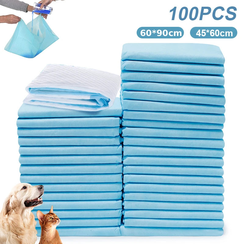 100PCS Super Absorbent Pet Training Pads – Quick-Dry Disposable Pee Pads