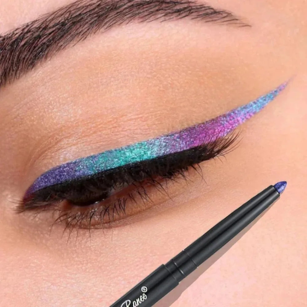 Eyeliner Pailleté– Multi-Chrome, Longue Tenue, Métallique, Ombre à Paupières Brillante, Teintes Vert et Violet