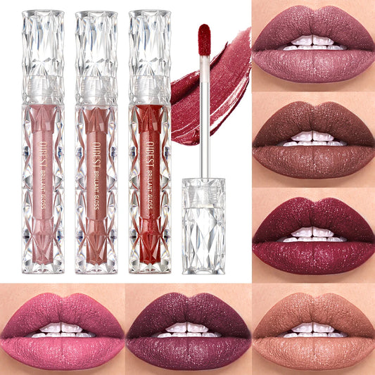 Rouge à Lèvres Liquide Diamant – Hydratant, Longue Tenue, Violet Scintillant, Waterproof, Mat et Pailleté, Maquillage des Lèvres