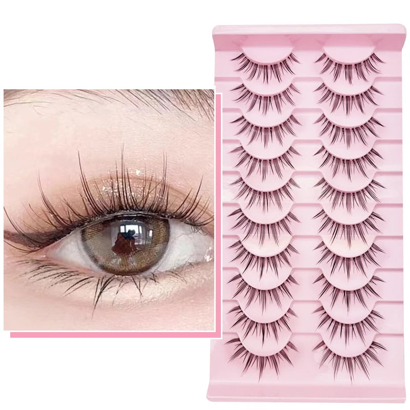 10 paires de cils naturels – Cils manga en bande complète, maquillage – Vente en gros, dropshipping, extensions de cils, faux cils style anime