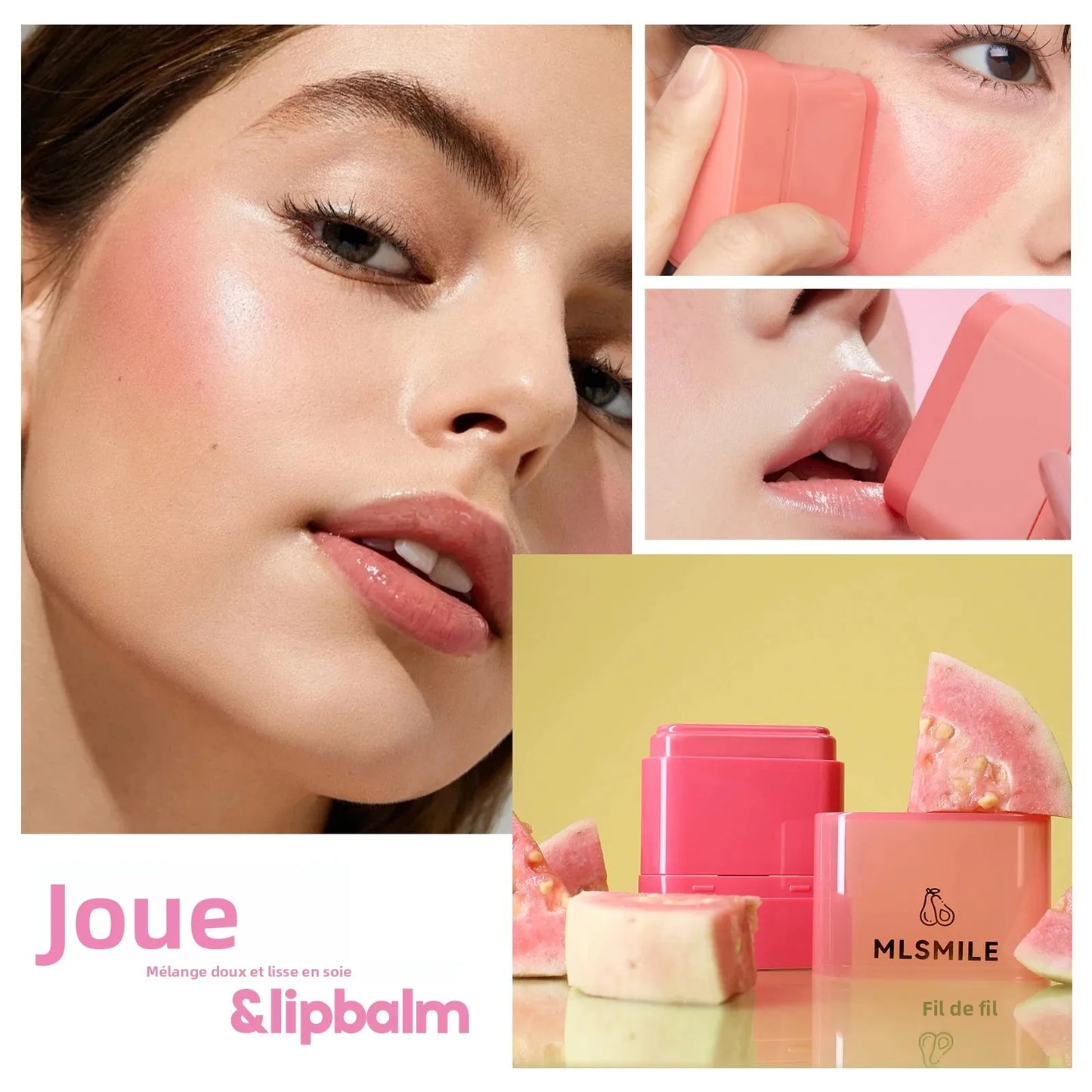 Blush Stick Longue Tenue 2 en 1 — Teinte pour Lèvres et Joues, Waterproof, Saveur Fruité, Crème Illuminatrice pour Contouring, Texture Crémeuse et Facile à Estomper